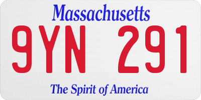 MA license plate 9YN291