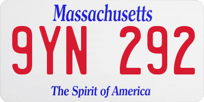 MA license plate 9YN292