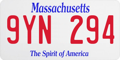 MA license plate 9YN294