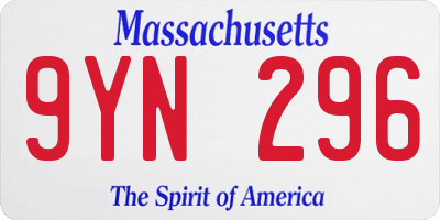MA license plate 9YN296