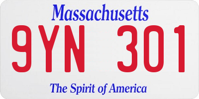 MA license plate 9YN301