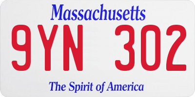 MA license plate 9YN302