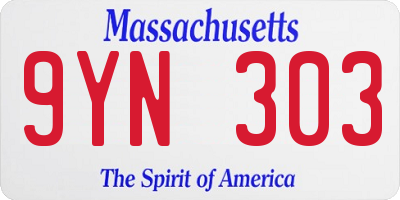 MA license plate 9YN303