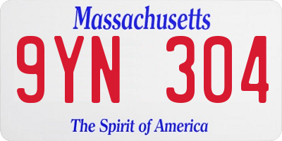 MA license plate 9YN304