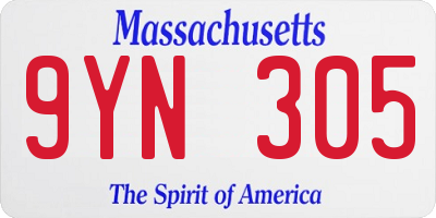 MA license plate 9YN305
