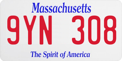 MA license plate 9YN308