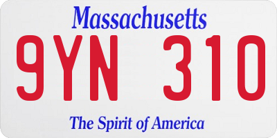 MA license plate 9YN310