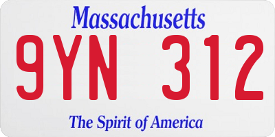 MA license plate 9YN312