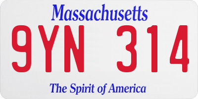 MA license plate 9YN314