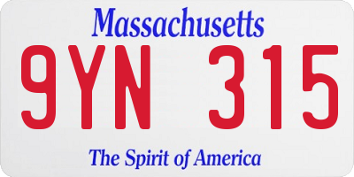 MA license plate 9YN315