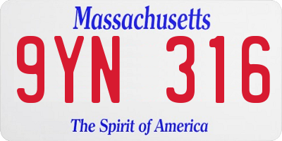 MA license plate 9YN316
