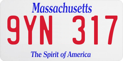 MA license plate 9YN317