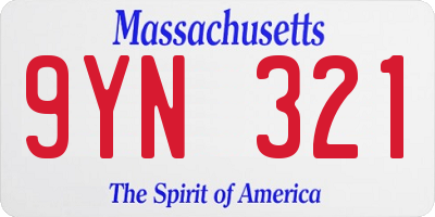 MA license plate 9YN321