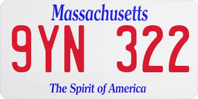 MA license plate 9YN322