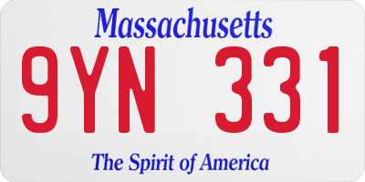 MA license plate 9YN331