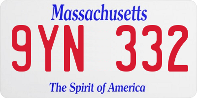 MA license plate 9YN332