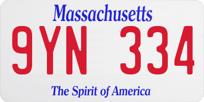MA license plate 9YN334