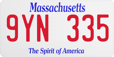 MA license plate 9YN335