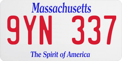 MA license plate 9YN337