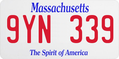 MA license plate 9YN339