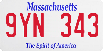 MA license plate 9YN343