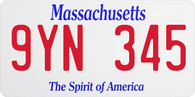 MA license plate 9YN345