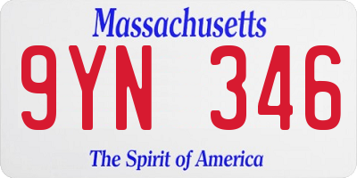 MA license plate 9YN346