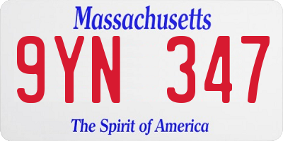 MA license plate 9YN347