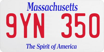 MA license plate 9YN350