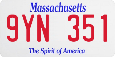 MA license plate 9YN351