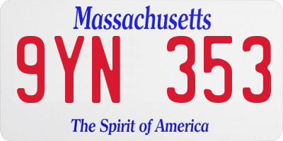 MA license plate 9YN353