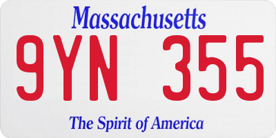 MA license plate 9YN355