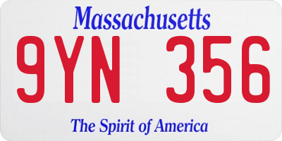 MA license plate 9YN356