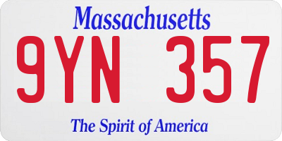 MA license plate 9YN357