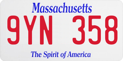 MA license plate 9YN358