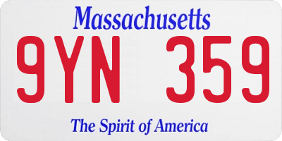 MA license plate 9YN359