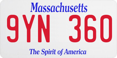 MA license plate 9YN360