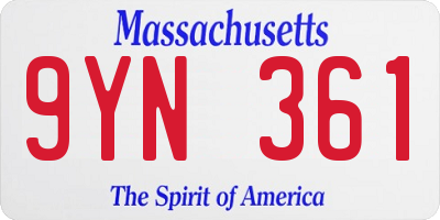 MA license plate 9YN361