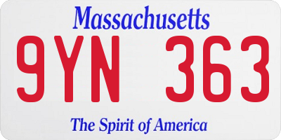 MA license plate 9YN363