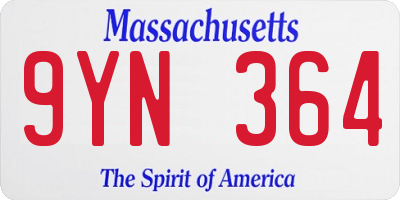 MA license plate 9YN364