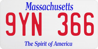 MA license plate 9YN366
