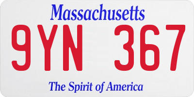 MA license plate 9YN367