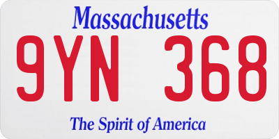 MA license plate 9YN368