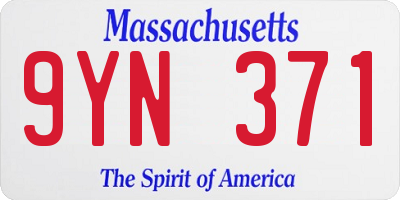 MA license plate 9YN371