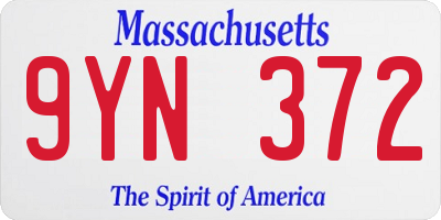MA license plate 9YN372