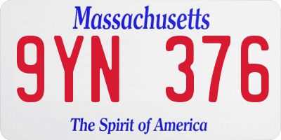 MA license plate 9YN376