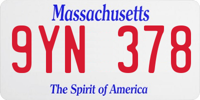 MA license plate 9YN378