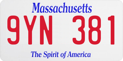 MA license plate 9YN381