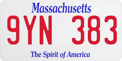 MA license plate 9YN383