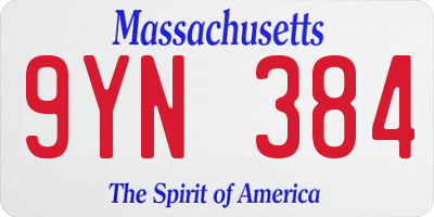 MA license plate 9YN384